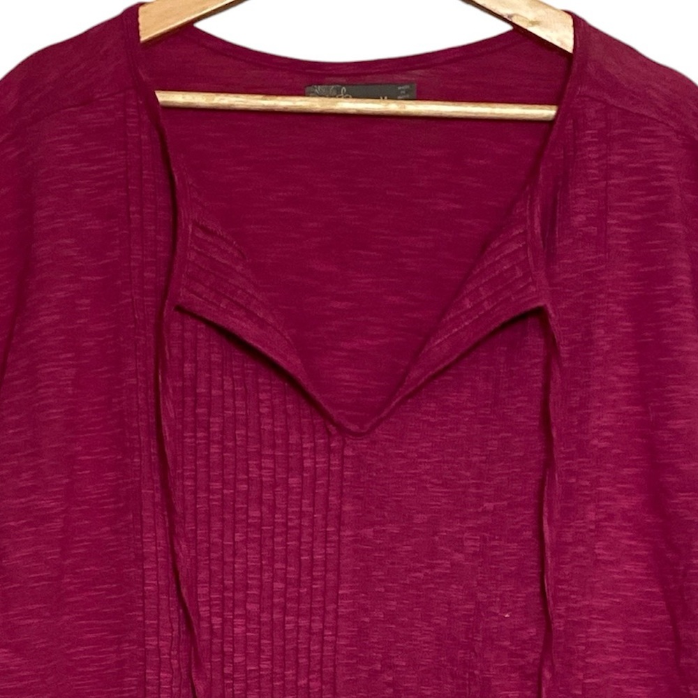 Prana Fuchsia Pintuck Pleated Organic Cotton Blend Sleeveless Top - Picture 2 of 7
